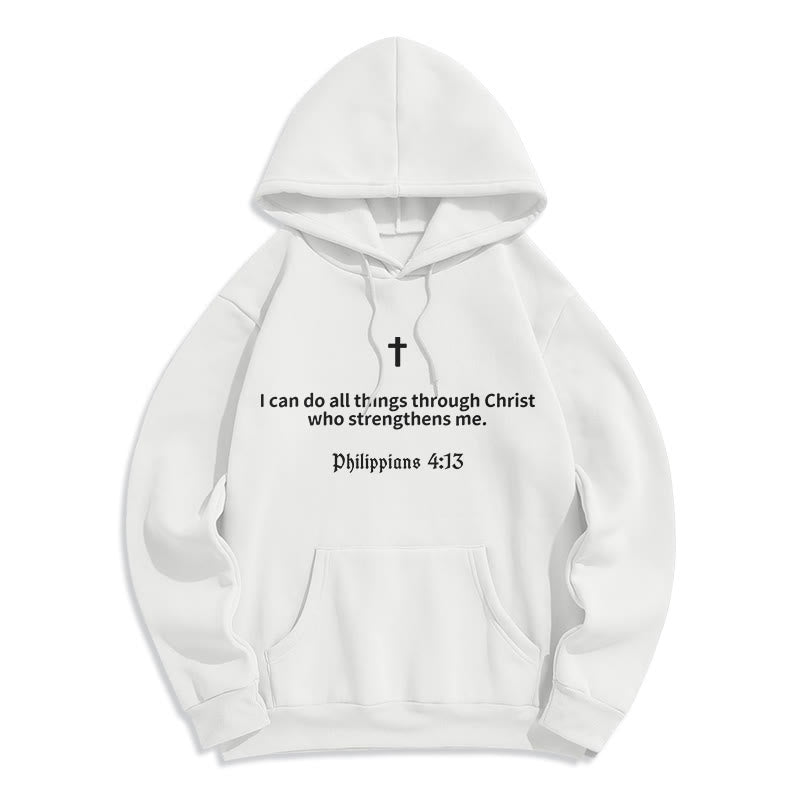 Christianartworkshop Philippiens 4:13 Foi Sweat à capuche en polyester doublé polaire - Blanc - 2XL - image 0