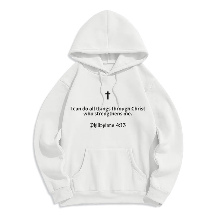 Christianartworkshop Philippiens 4:13 Foi Sweat à capuche en polyester doublé polaire - Blanc - 2XL - image 0