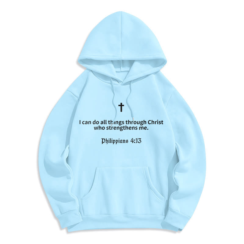 Christianartworkshop Philippiens 4:13 Foi Sweat à capuche en polyester doublé polaire - Bleu - 2XL - image 3