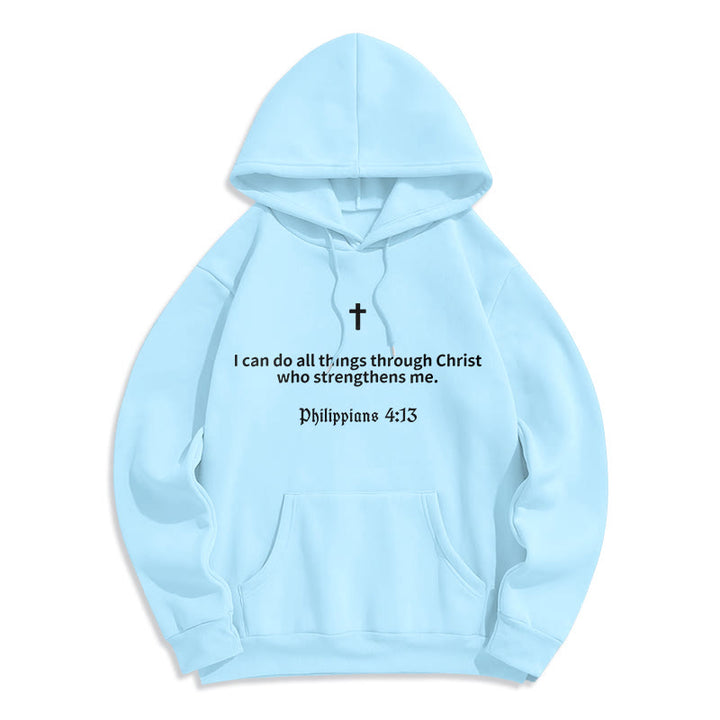 Christianartworkshop Philippiens 4:13 Foi Sweat à capuche en polyester doublé polaire - Bleu - 2XL - image 3