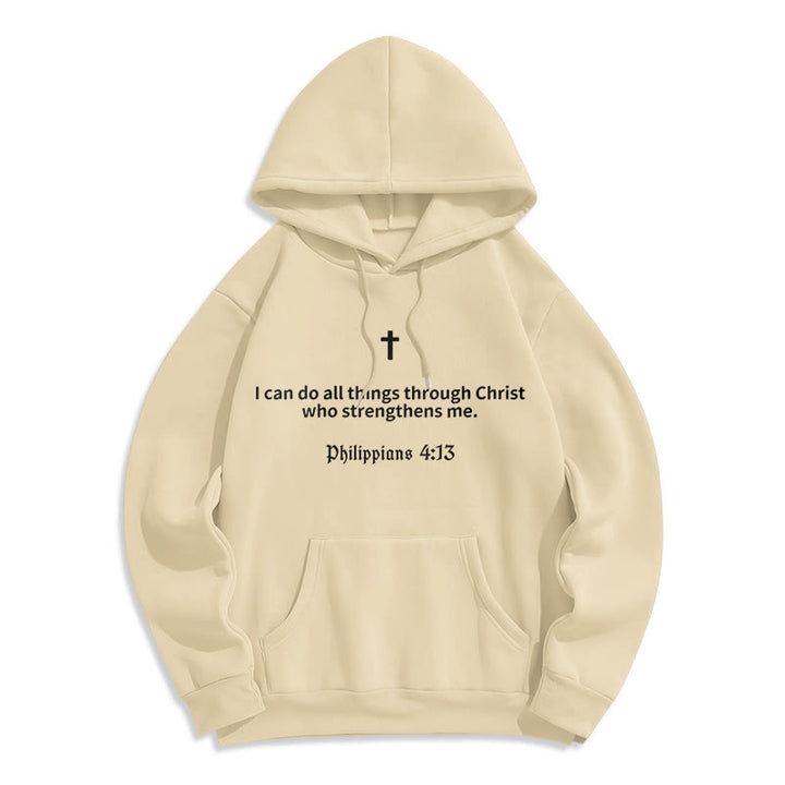 Christianartworkshop Philippiens 4:13 Foi Sweat à capuche en polyester doublé polaire - Beige - 2XL - image 6