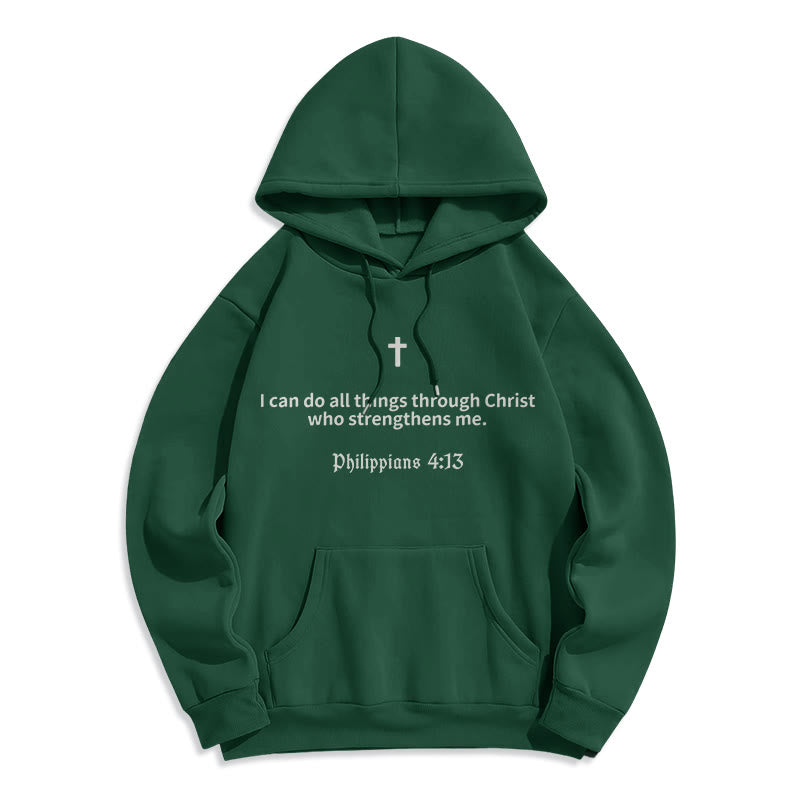 Christianartworkshop Philippiens 4:13 Foi Sweat à capuche en polyester doublé polaire - Vert - 2XL - image 5