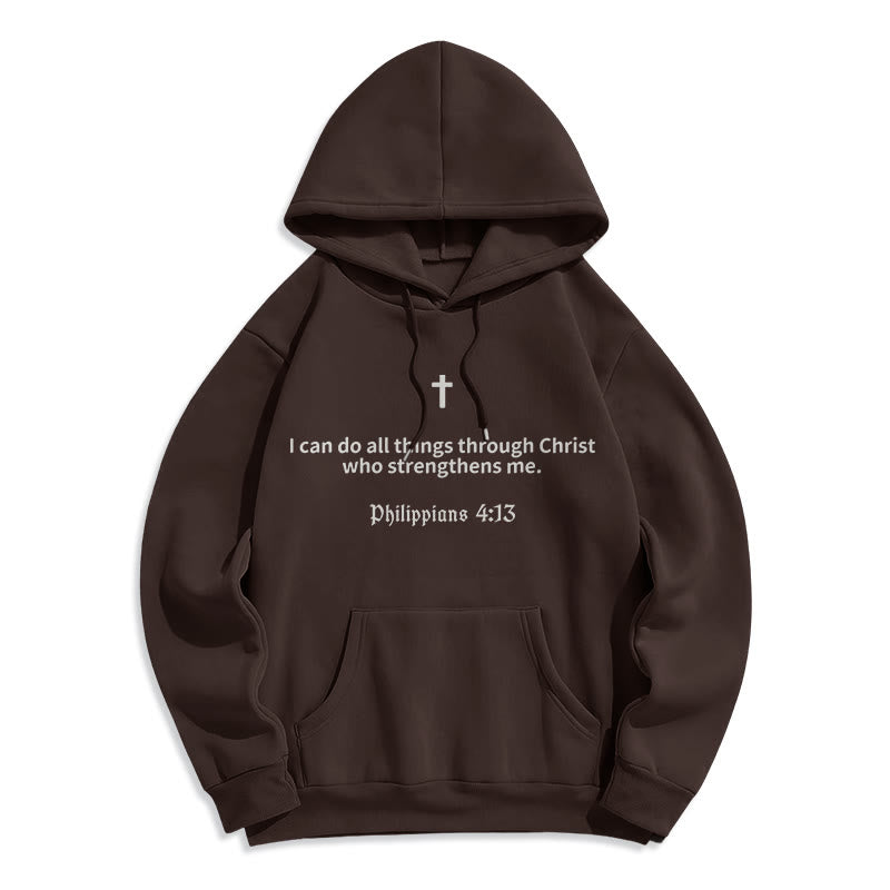 Christianartworkshop Philippiens 4:13 Foi Sweat à capuche en polyester doublé polaire - Brun - 2XL - image 1