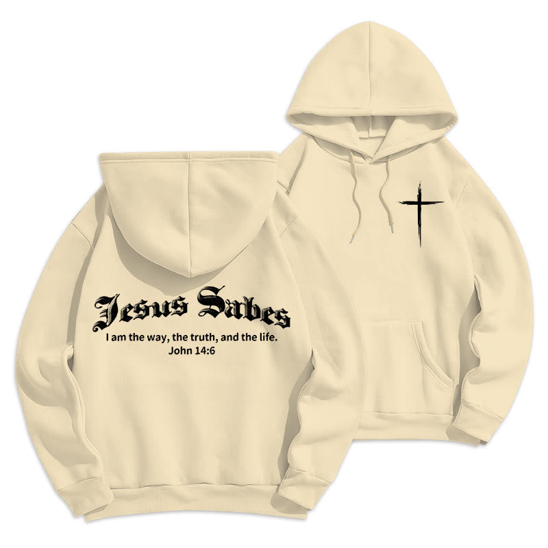 Christianartworkshop Jésus sauve Jean 14:6 Sweat à capuche en polyester doublé polaire Foi - Beige - 2XL - image 21