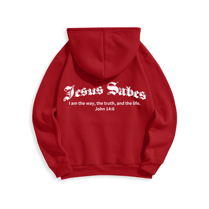Christianartworkshop Jésus sauve Jean 14:6 Sweat à capuche en polyester doublé polaire Foi - image 17