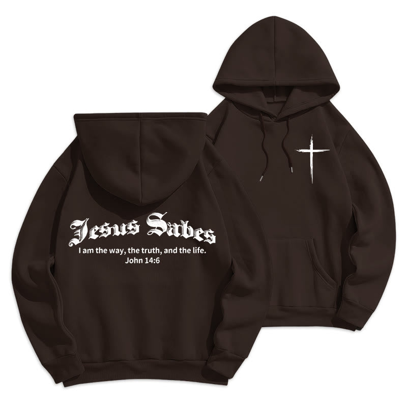 Christianartworkshop Jésus sauve Jean 14:6 Sweat à capuche en polyester doublé polaire Foi - Brun - 2XL - image 6