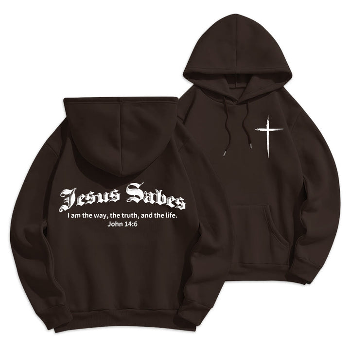 Christianartworkshop Jésus sauve Jean 14:6 Sweat à capuche en polyester doublé polaire Foi - Brun - 2XL - image 6