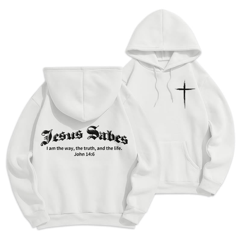 Christianartworkshop Jésus sauve Jean 14:6 Sweat à capuche en polyester doublé polaire Foi - Blanc - 2XL - image 3