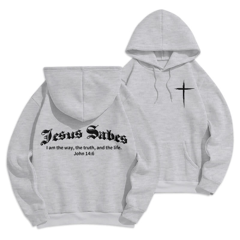 Christianartworkshop Jésus sauve Jean 14:6 Sweat à capuche en polyester doublé polaire Foi - Gris - 2XL - image 0