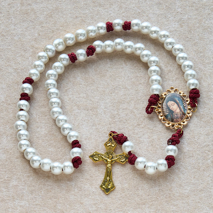 Christianartworkshop Chapelet blanc élégant personnalisé avec cordon en paracorde bordeaux et lettres JÉSUS personnalisées - Aucune lettre - image 11