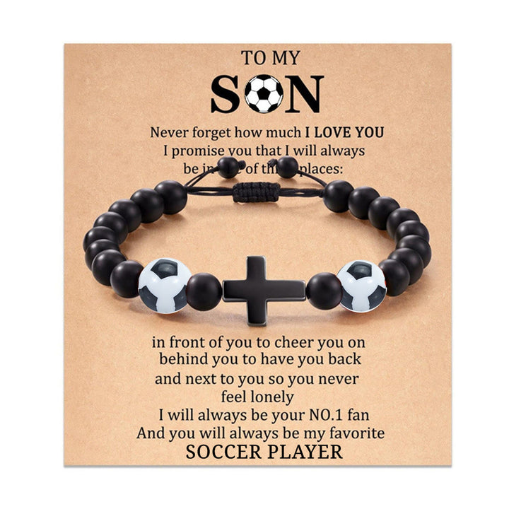 Bracelet Croix et Perles Sportives de Christianartworkshop : Un geste tendre pour les amoureux du sport - Football À MON FILS - image 11