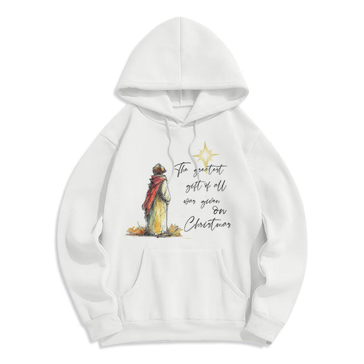 Christianartworkshop Sweat à capuche en polyester doublé polaire à motif d'étoile de Noël - Blanc - 2XL - image 7