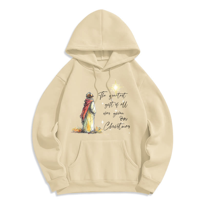 Christianartworkshop Sweat à capuche en polyester doublé polaire à motif d'étoile de Noël - Beige - 2XL - image 5