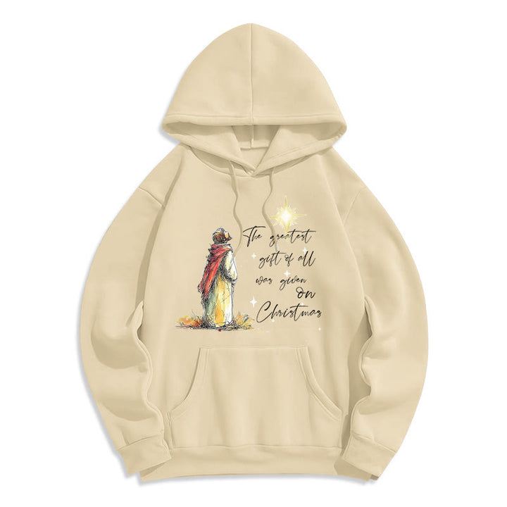 Christianartworkshop Sweat à capuche en polyester doublé polaire à motif d'étoile de Noël - Beige - 2XL - image 5