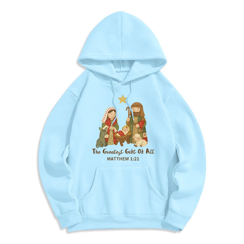 Christianartworkshop Sweat à capuche en polyester doublé polaire « Christmas Faith & Warmth » - Bleu - 2XL - image 6