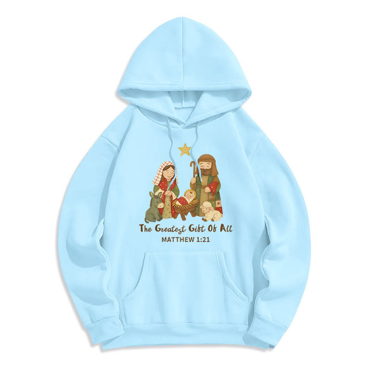 Christianartworkshop Sweat à capuche en polyester doublé polaire « Christmas Faith & Warmth » - Bleu - 2XL - image 6
