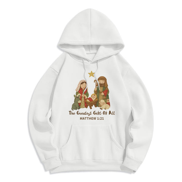 Christianartworkshop Sweat à capuche en polyester doublé polaire « Christmas Faith & Warmth » - Blanc - 2XL - image 0