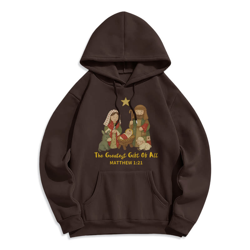 Christianartworkshop Sweat à capuche en polyester doublé polaire « Christmas Faith & Warmth » - Brun - 2XL - image 2