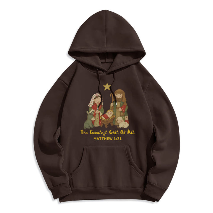Christianartworkshop Sweat à capuche en polyester doublé polaire « Christmas Faith & Warmth » - Brun - 2XL - image 2