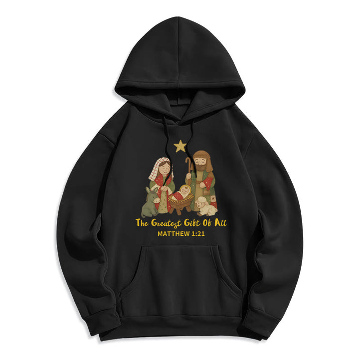 Christianartworkshop Sweat à capuche en polyester doublé polaire « Christmas Faith & Warmth » - Noir - 2XL - image 3