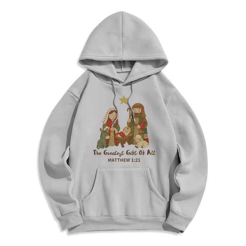 Christianartworkshop Sweat à capuche en polyester doublé polaire « Christmas Faith & Warmth » - Gris - 2XL - image 8