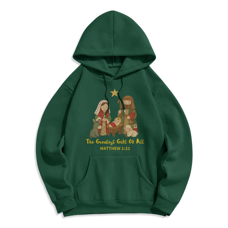 Christianartworkshop Sweat à capuche en polyester doublé polaire « Christmas Faith & Warmth » - Vert - 2XL - image 4