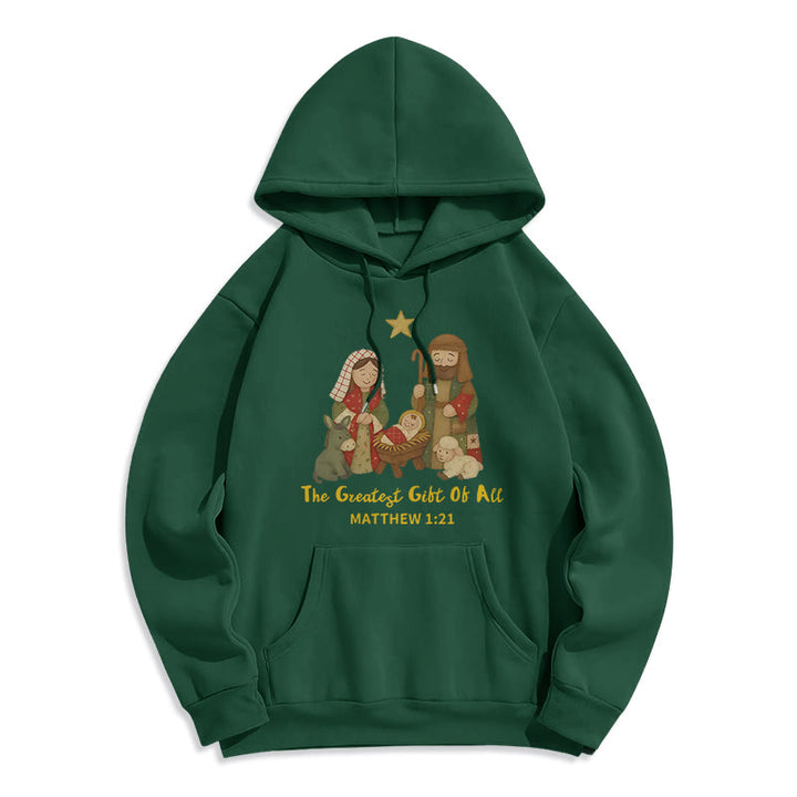 Christianartworkshop Sweat à capuche en polyester doublé polaire « Christmas Faith & Warmth » - Vert - 2XL - image 4