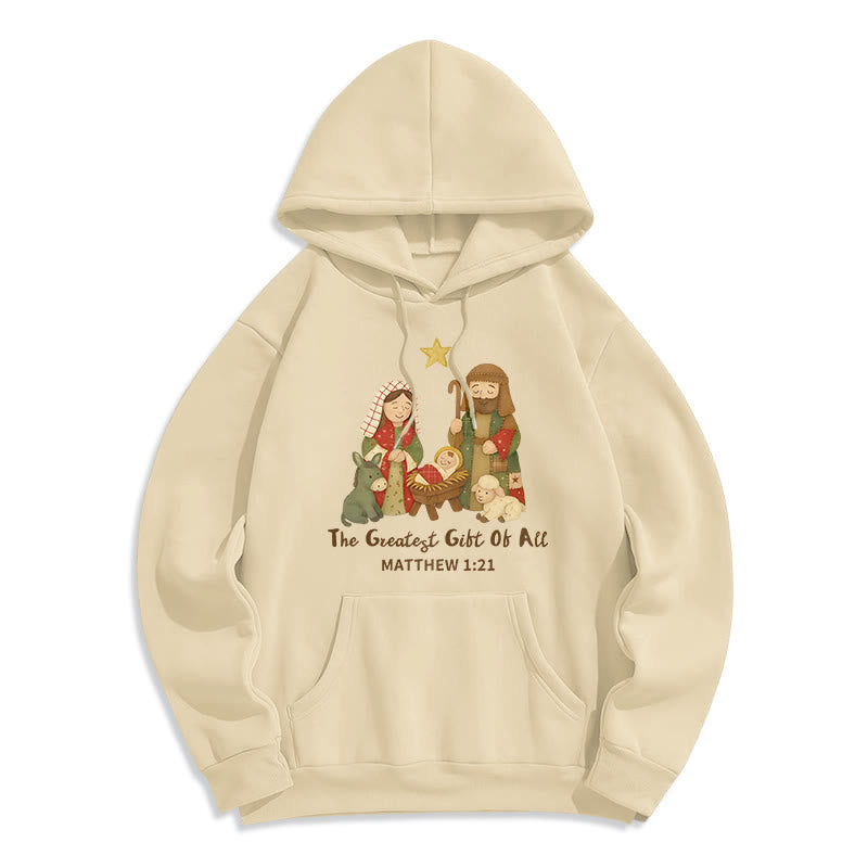 Christianartworkshop Sweat à capuche en polyester doublé polaire « Christmas Faith & Warmth » - Beige - 2XL - image 7