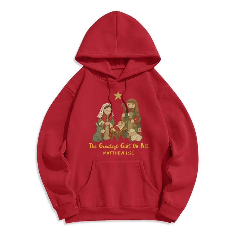 Christianartworkshop Sweat à capuche en polyester doublé polaire « Christmas Faith & Warmth » - Rouge - 2XL - image 5