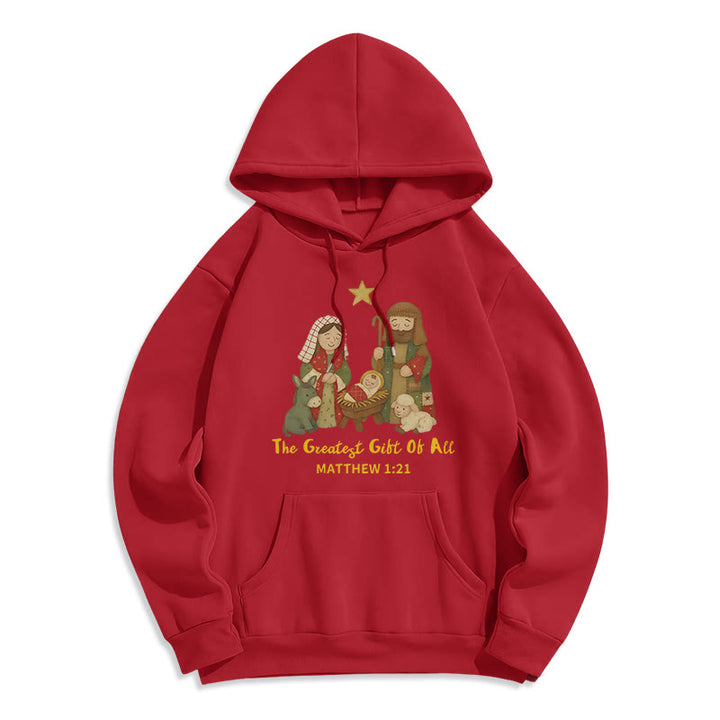 Christianartworkshop Sweat à capuche en polyester doublé polaire « Christmas Faith & Warmth » - Rouge - 2XL - image 5