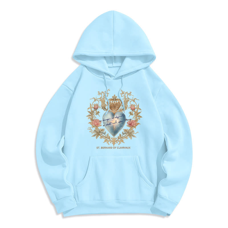 Christianartworkshop Sweat à capuche en polyester doublé polaire Sacred Heart & St. Bernard - Bleu - 2XL - image 7