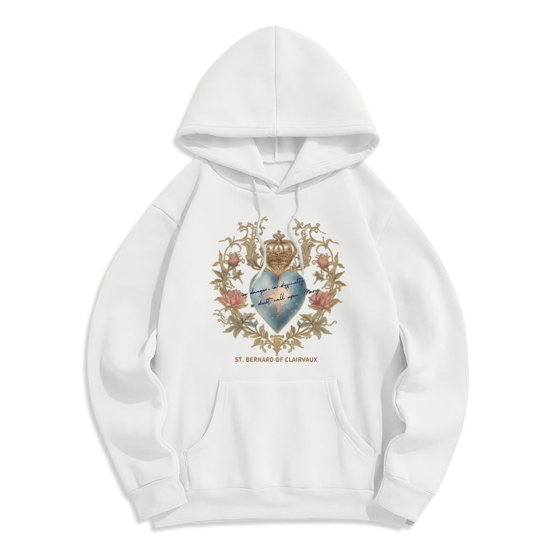Christianartworkshop Sweat à capuche en polyester doublé polaire Sacred Heart & St. Bernard - Blanc - 2XL - image 2