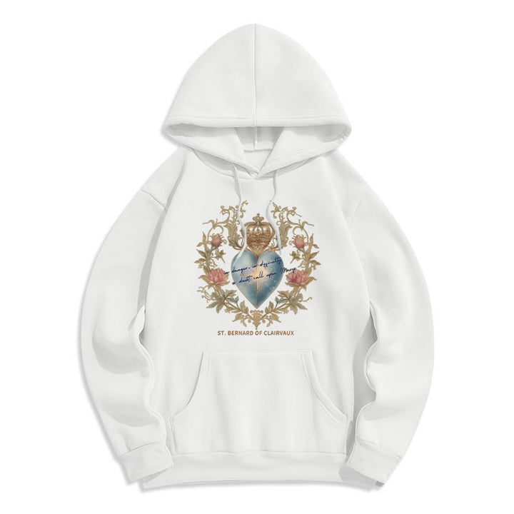 Christianartworkshop Sweat à capuche en polyester doublé polaire Sacred Heart & St. Bernard - Blanc - 2XL - image 2