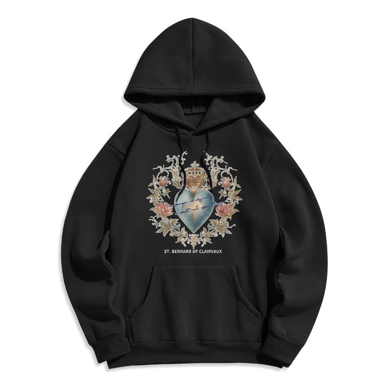 Christianartworkshop Sweat à capuche en polyester doublé polaire Sacred Heart & St. Bernard - Noir - 2XL - image 4