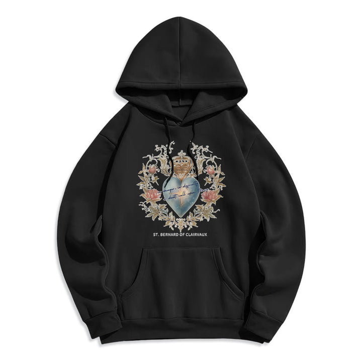 Christianartworkshop Sweat à capuche en polyester doublé polaire Sacred Heart & St. Bernard - Noir - 2XL - image 4