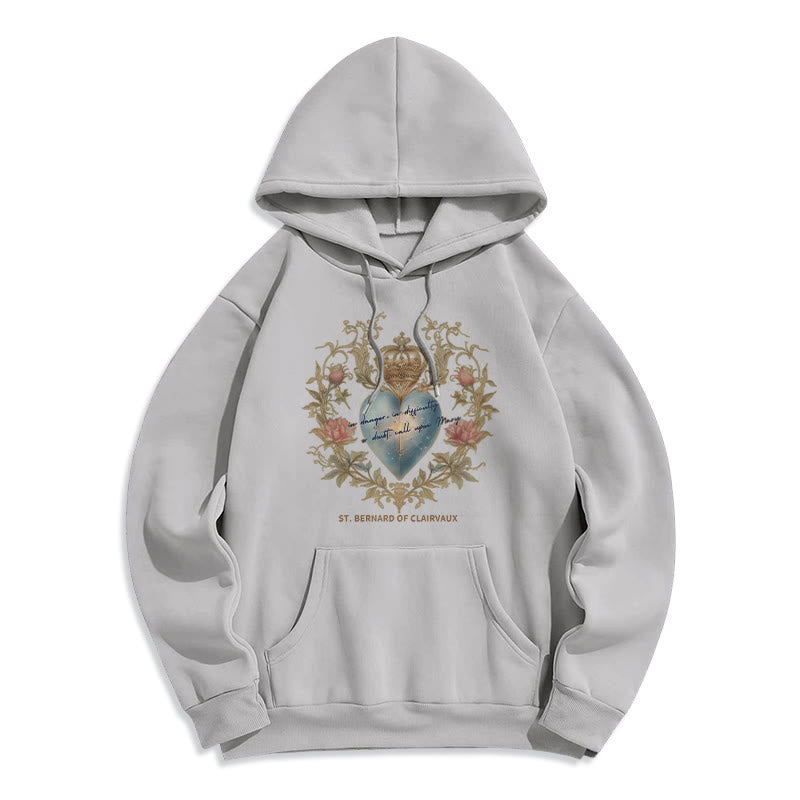 Christianartworkshop Sweat à capuche en polyester doublé polaire Sacred Heart & St. Bernard - Gris - 2XL - image 0