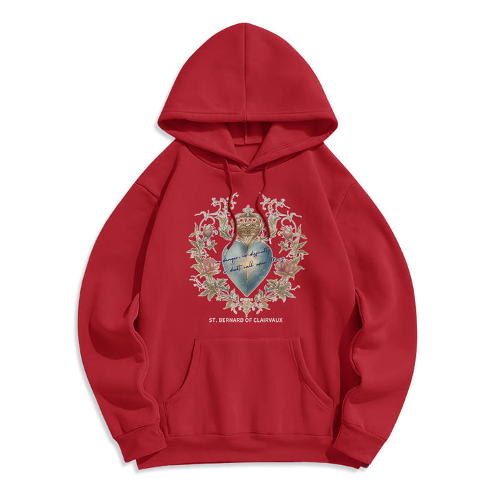 Christianartworkshop Sweat à capuche en polyester doublé polaire Sacred Heart & St. Bernard - Rouge - 2XL - image 6