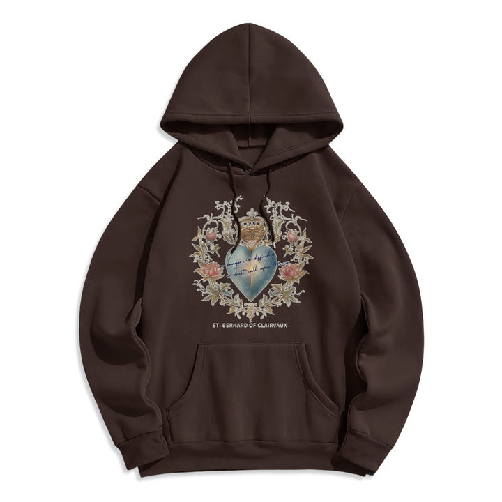 Christianartworkshop Sweat à capuche en polyester doublé polaire Sacred Heart & St. Bernard - Brun - 2XL - image 3
