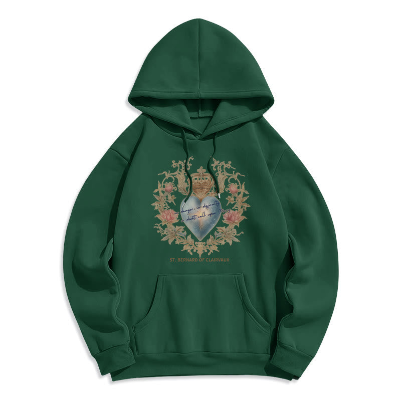 Christianartworkshop Sweat à capuche en polyester doublé polaire Sacred Heart & St. Bernard - Vert - 2XL - image 5
