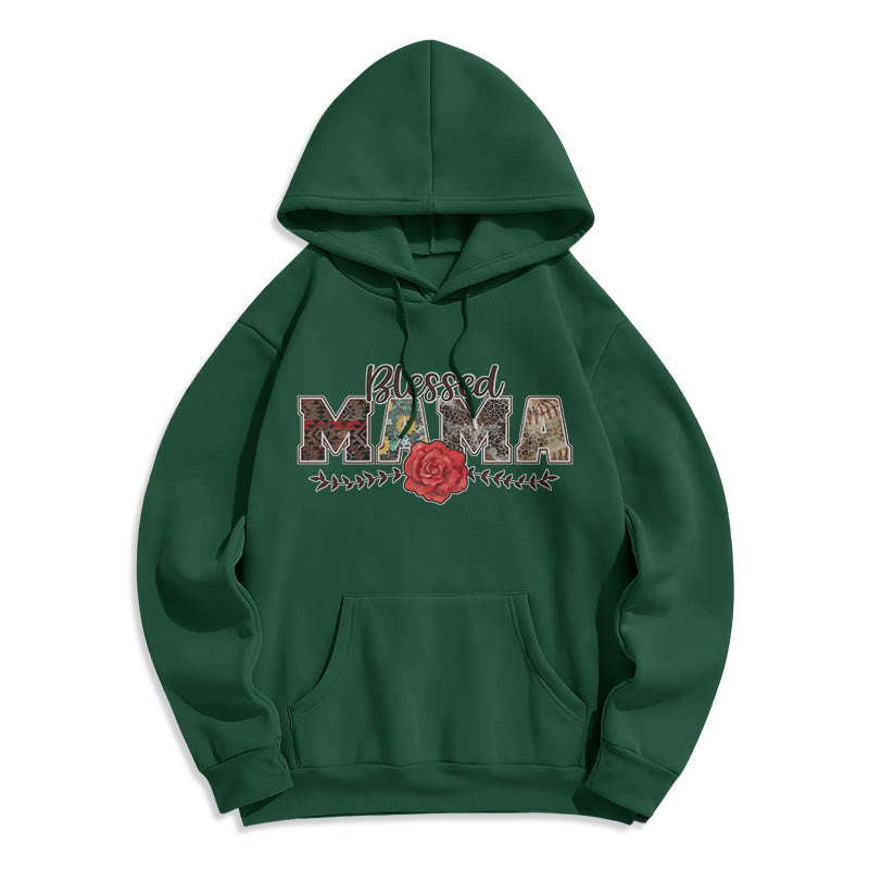 Christianartworkshop Sweat à capuche en polyester doublé polaire avec motif « Blessed Mama & Rose » - Vert - 2XL - image 6