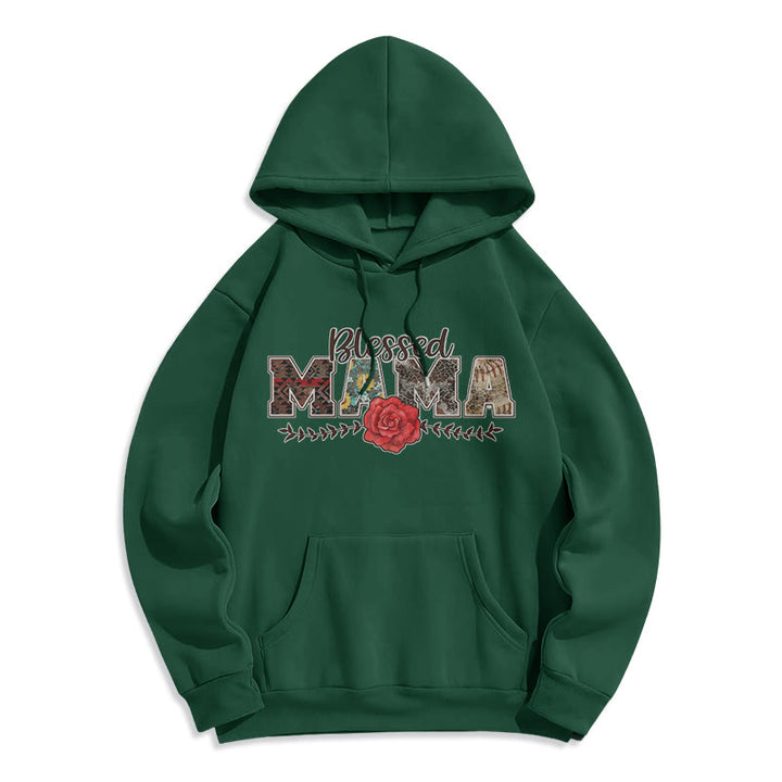 Christianartworkshop Sweat à capuche en polyester doublé polaire avec motif « Blessed Mama & Rose » - Vert - 2XL - image 6