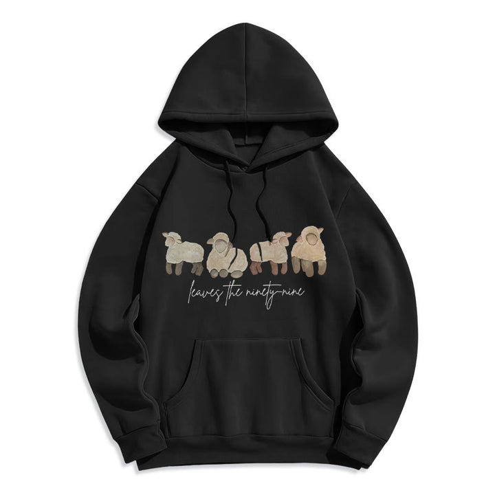 Christianartworkshop Sweat à capuche en polyester doublé polaire avec motif mouton et berger - Noir - 2XL - image 6