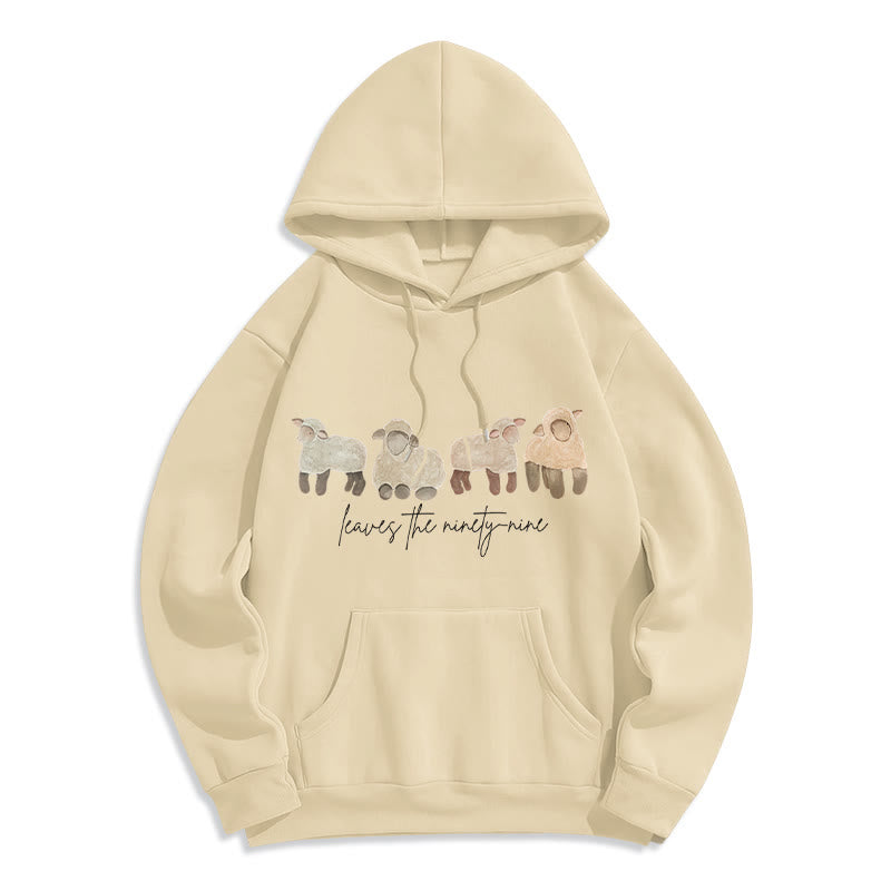 Christianartworkshop Sweat à capuche en polyester doublé polaire avec motif mouton et berger - Beige - 2XL - image 2