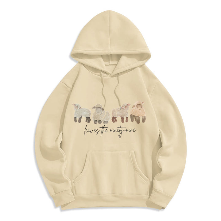 Christianartworkshop Sweat à capuche en polyester doublé polaire avec motif mouton et berger - Beige - 2XL - image 2