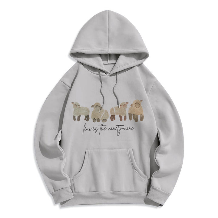 Christianartworkshop Sweat à capuche en polyester doublé polaire avec motif mouton et berger - Gris - 2XL - image 3