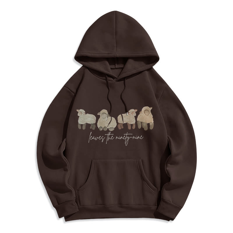 Christianartworkshop Sweat à capuche en polyester doublé polaire avec motif mouton et berger - Brun - 2XL - image 5