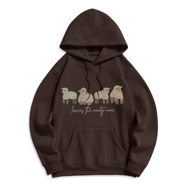 Christianartworkshop Sweat à capuche en polyester doublé polaire avec motif mouton et berger - Brun - 2XL - image 5