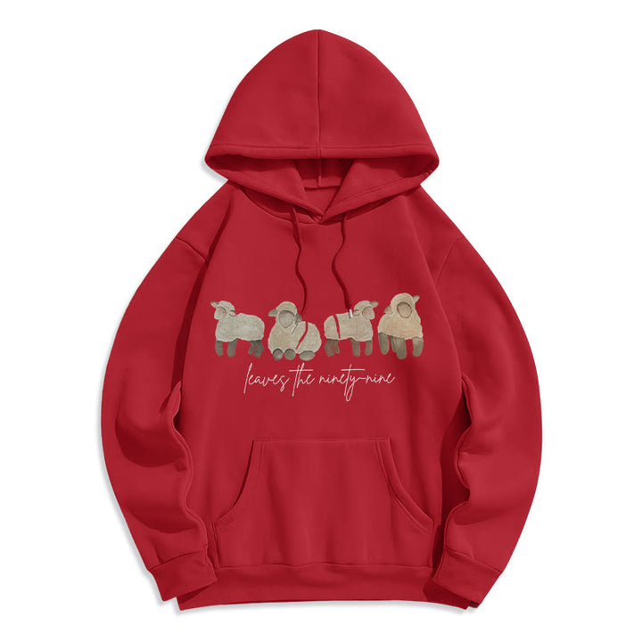 Christianartworkshop Sweat à capuche en polyester doublé polaire avec motif mouton et berger - Rouge - 2XL - image 8
