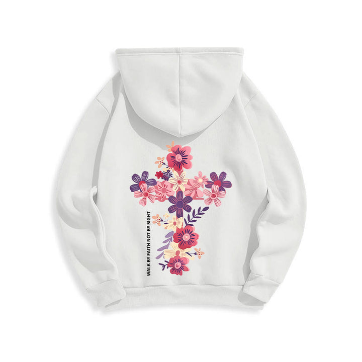 Christianartworkshop Jésus est la lumière Croix florale Foi Sweat à capuche en polyester doublé polaire - image 17