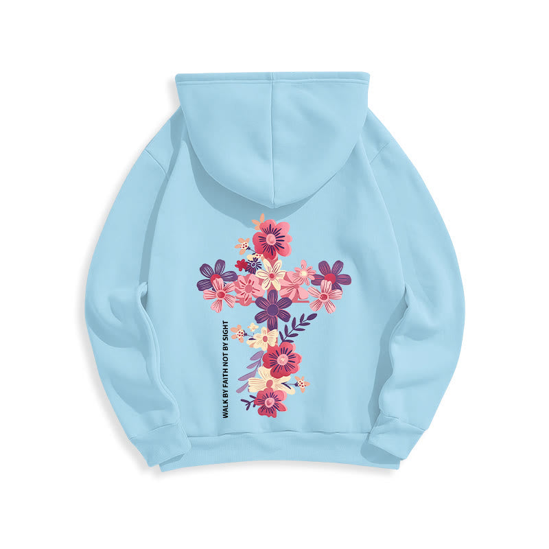 Christianartworkshop Jésus est la lumière Croix florale Foi Sweat à capuche en polyester doublé polaire - image 8